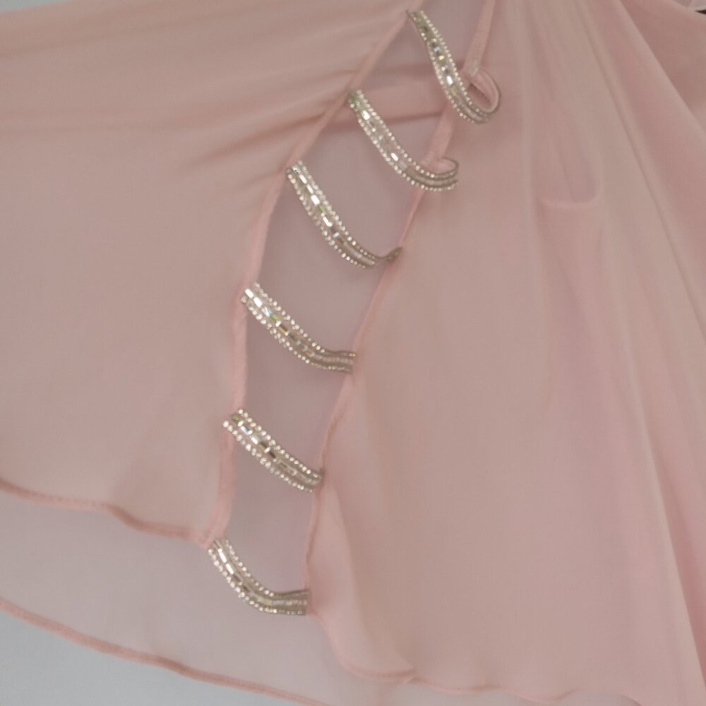 MSK Women's Blush/Pink Embellished Trim Sheer Overlay Formal Party Dress Size L - Picture 4 of 7